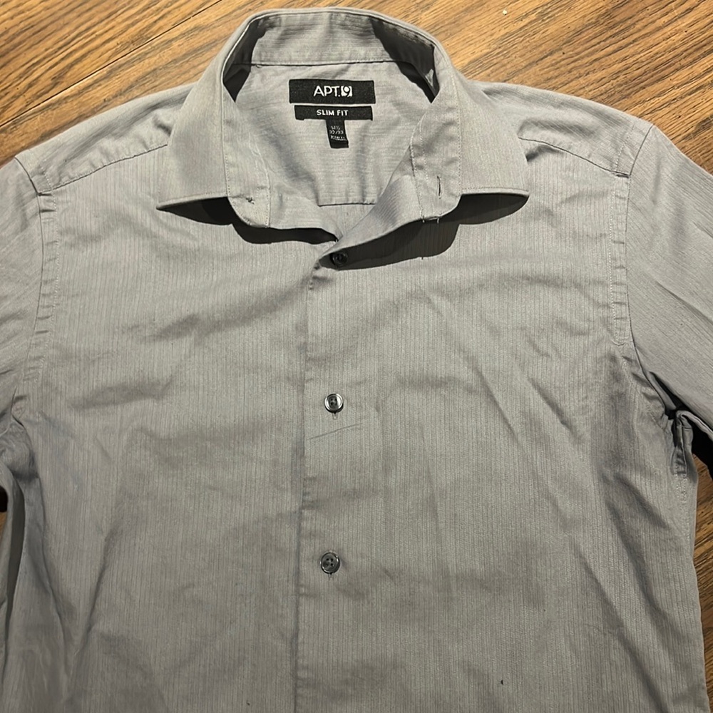 APT. 9 Grey Dress shirt long sleeve